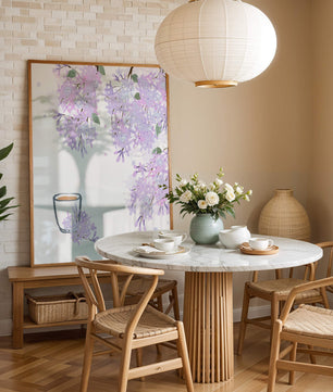 Elegant floral illustration with lilac blossoms and delicate branches