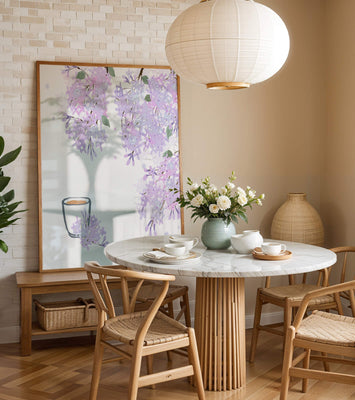 Elegant floral illustration with lilac blossoms and delicate branches