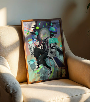 Futuristic digital character design in a sci-fi space setting