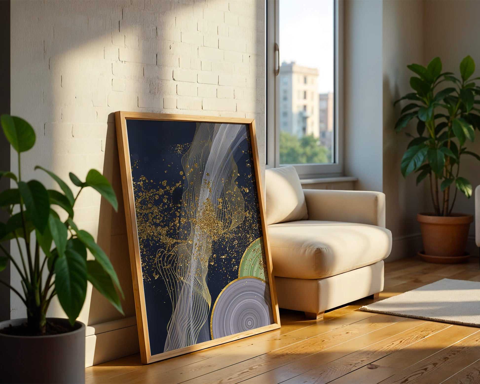 Abstract swirl with gold accents on dark background