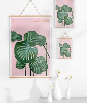 Abstract Botanical Green Leaves On Pink Background - Mi tienda