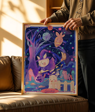 Whimsical zodiac scorpio scene with a magical theme