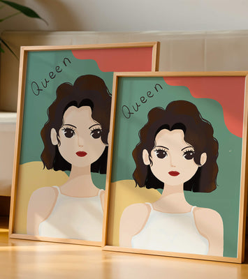 Stylized illustration of a confident woman with abstract background