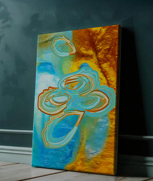 Abstract vibrant swirls in blue and orange colors