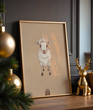 Illustration of an adorable sheep on a textured background