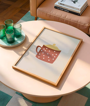 Decorative polka dot mug with yellow lid illustration
