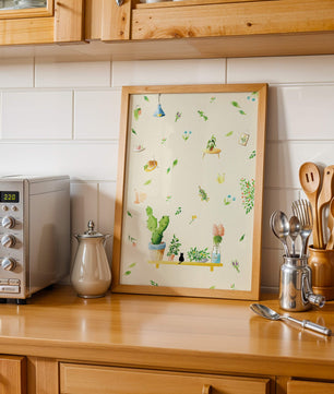 Illustration décorative avec des plantes et des éléments chaleureux