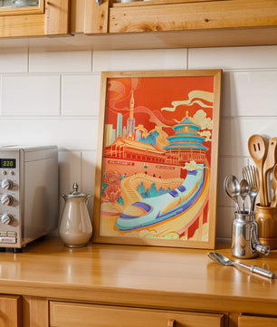 Illustration vibrante de l’architecture chinoise emblématique et de la technologie