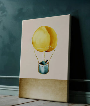 Charming Hot Air Balloon Illustration with Golden Accents