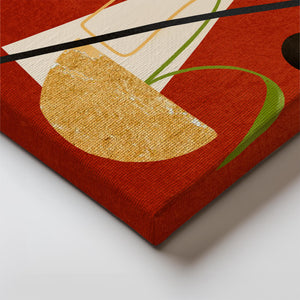 Abstract Geometric Art with Greenery on Red Background - Mi tienda