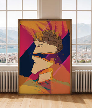Colorful Abstract Portrait with Geometric and Golden Elements - Mi tienda