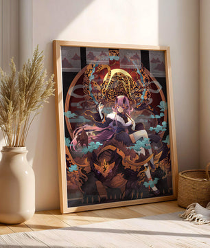 Fantasy character with mythical beast in vibrant illustration