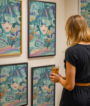Futuristic digital art with virtual reality and technology themes