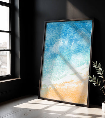 Abstract Ocean Waves with Blue and Sand Tones