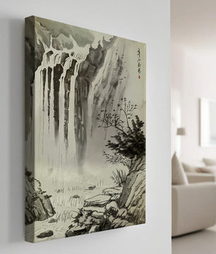 Serene Waterfall in Traditional Chinese Landscape Painting