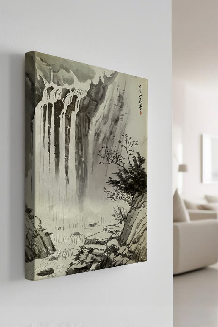 Cascada serena en la pintura de paisaje tradicional china