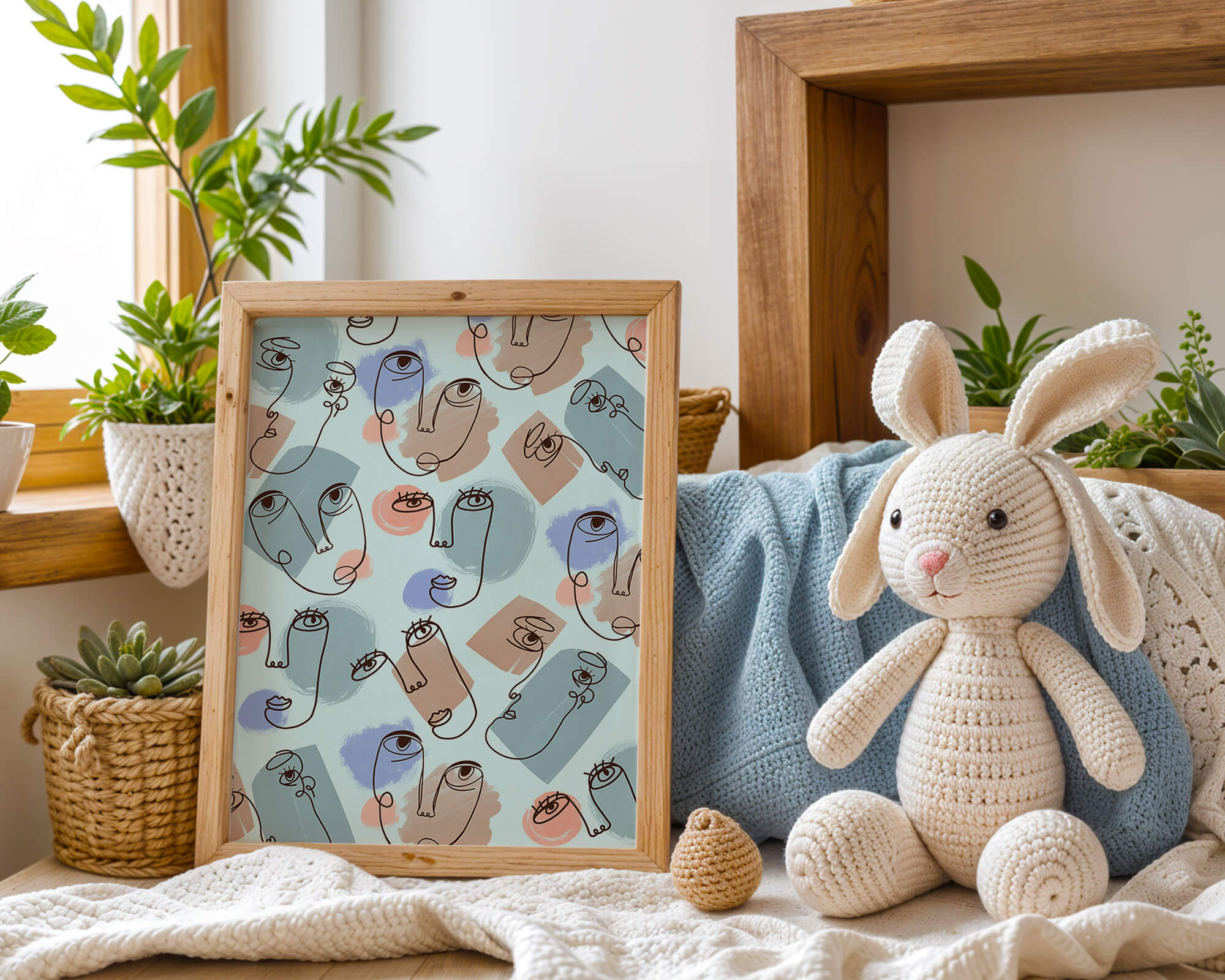 Abstract Face Line Art with Pastel Colors - Mi tienda