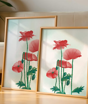 Red Poppies in Minimalist Natural Setting