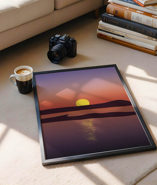 Sunset Over Tranquil Water with Vibrant Sky
