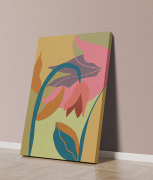Abstract floral illustration with vibrant colors and organic shapes