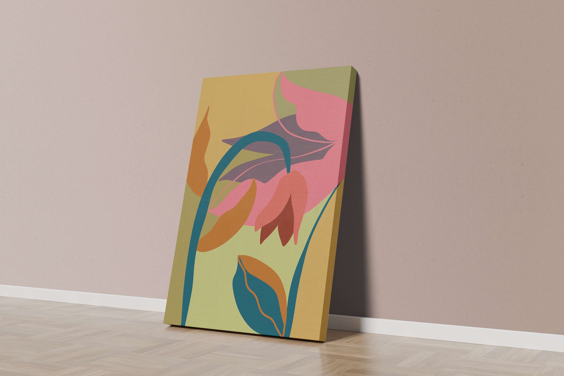 Abstract floral illustration with vibrant colors and organic shapes