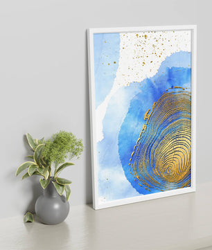 Abstract Watercolor Art with Gold Accents and Circular Pattern Design - Mi tienda