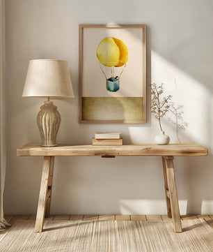 Charming Hot Air Balloon Illustration with Golden Accents