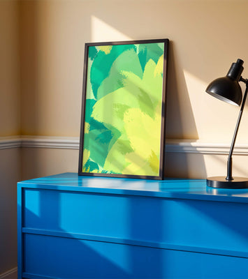Abstract green and yellow brushstroke painting