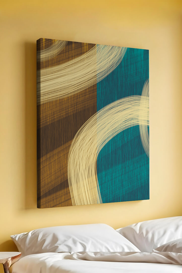 Abstract art with flowing brushstrokes and textured color contrast