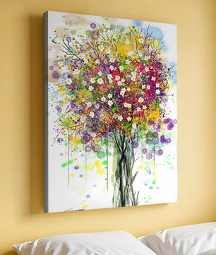 Abstract expressionist floral tree with vibrant colors