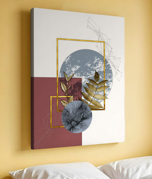 Abstract Composition with Gold Accents and Geometric Shapes - Mi tienda