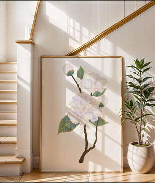 Delicate blooming flowers with lush leaves in elegant design