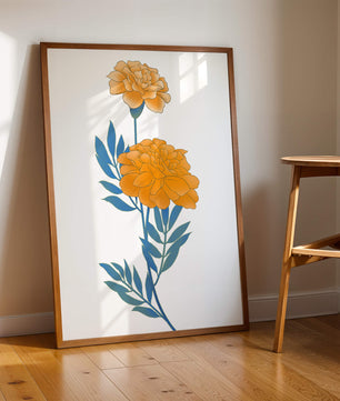 Elegante Illustration lebendiger Ringelblumen auf grünem Hintergrund