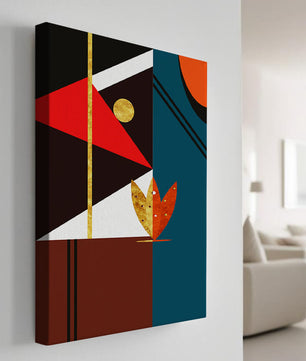 Arte abstracto geométrico con dorado y formas audaces