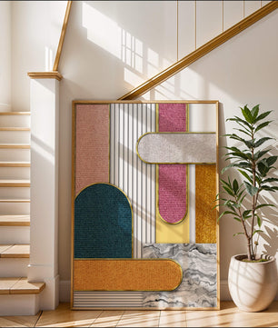 Abstract Geometric Art with Gold Accents