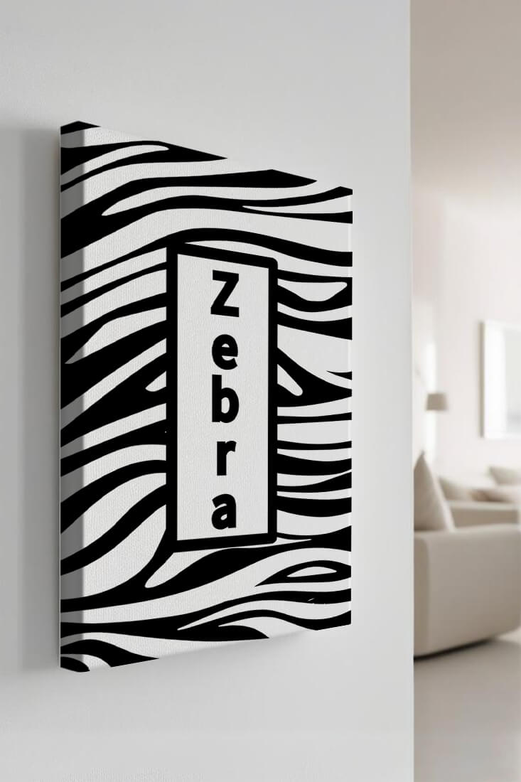 Elegant zebra print design with bold text accent