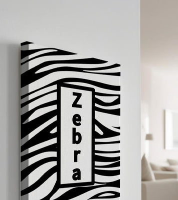 Elegant zebra print design with bold text accent