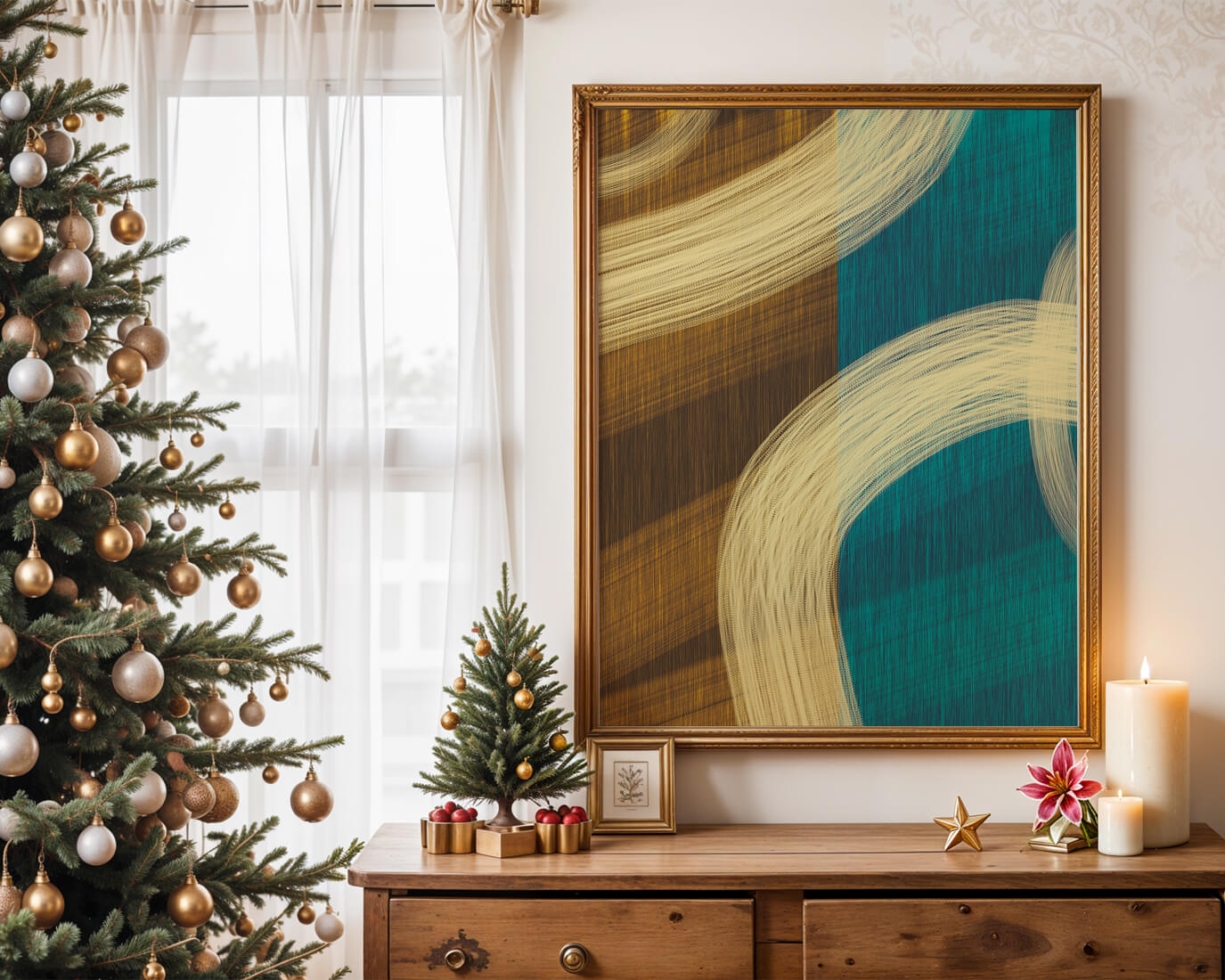 Abstract art with flowing brushstrokes and textured color contrast