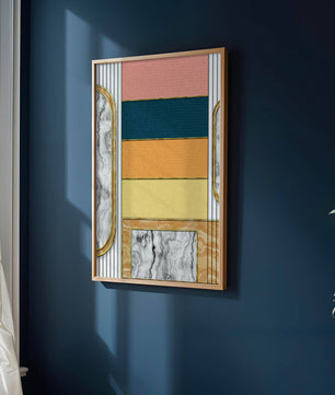 Abstract Geometric Art with Gold and Marble Accents