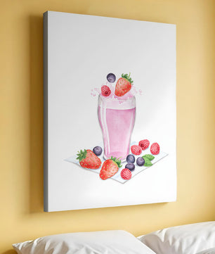 Refreshing berry smoothie with fresh strawberries and blueberries