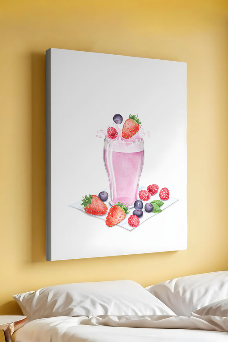 Refreshing berry smoothie with fresh strawberries and blueberries