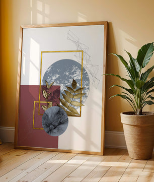 Abstract Composition with Gold Accents and Geometric Shapes - Mi tienda