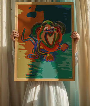 Ilustración abstracta y colorida de un mono con pinceladas audaces