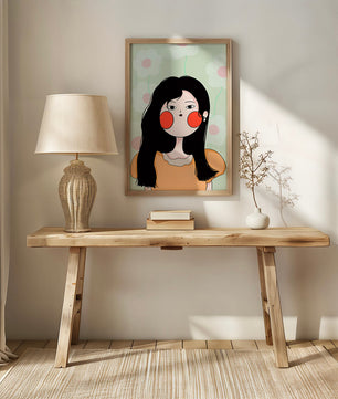 Charmante illustration d'une jeune femme avec un fond floral