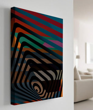 Arte abstracto geométrico colorido con rayas concéntricas
