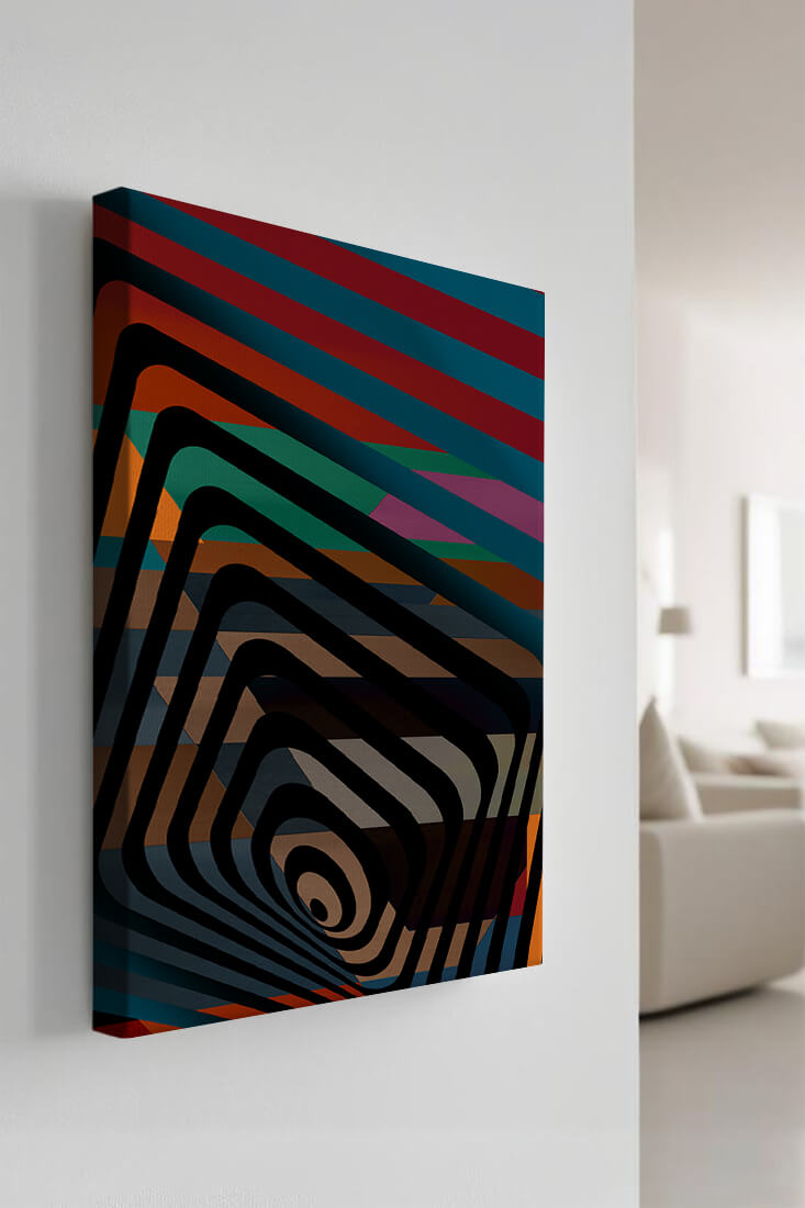 Colorful Geometric Abstract Art with Concentric Stripes