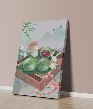 Charming Hasen mit Mochi und Berglandschaft