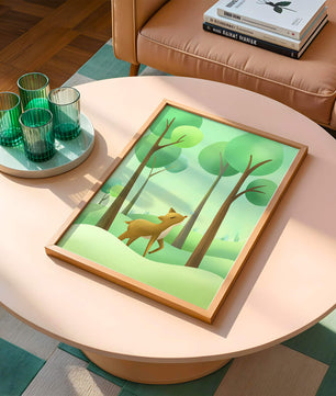 Gentle Deer and Butterfly in a Lush Forest Setting