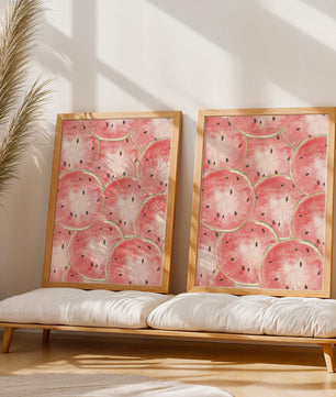 Watercolor watermelon slice pattern full of vibrant summer vibes