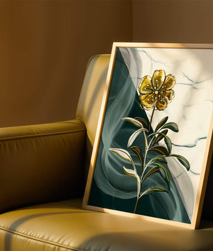 Elegant floral design with gold accents on abstract background